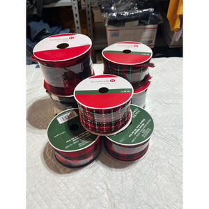 Celebrate It Red Black Plaid Ribbon 2 1/2 in x 25 ft Pack of 7